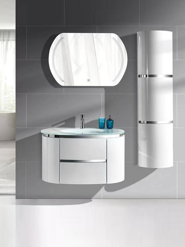 Tủ trang điểm phòng tắm bằng nhựa PVC treo tường KP-5807 có bồn rửa bằng kính